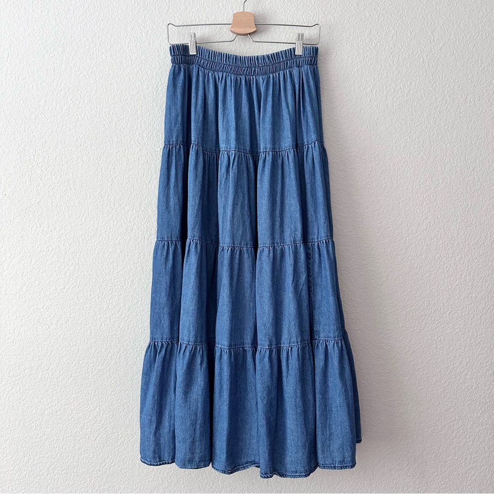 Vintage Cotton Denim Maxi Skirt - Picture 6 of 6